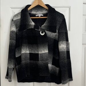 Avanti Mohair Plaid Knit Sweater Coatigan Vintage Style Cozy Fall Winter
